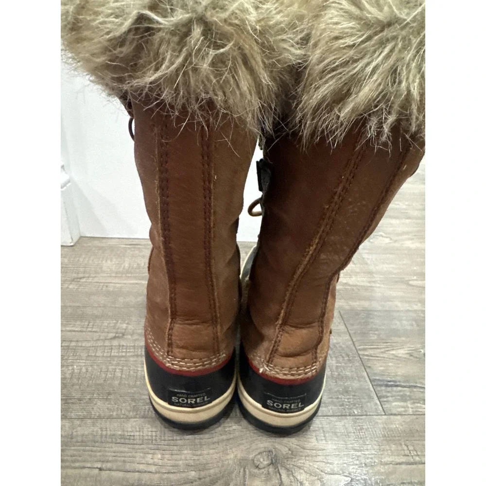 Sorel Joan of Arctic Brown Black Faux Fur Winter Snow Boots NL2429-261 Womens 8